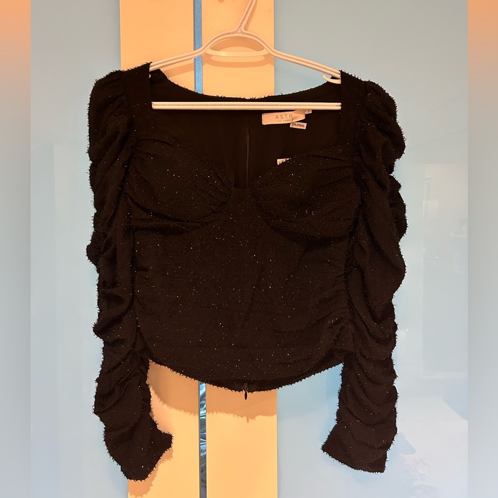 ASTR The Label black long sleeved sparkly top